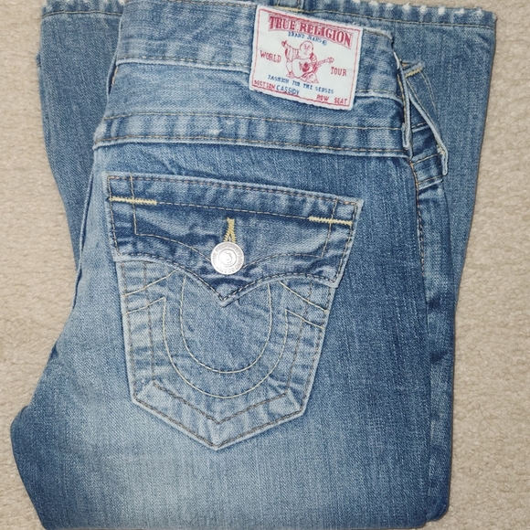 True Religion Lace-Up Cassidy Jean sz 26 x 35 long length Extrawide Leg Opening - Picture 8 of 12